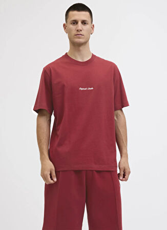 Jack & Jones Bisiklet Yaka Kırmızı Erkek T-Shirt 12282892_JORNORREBRO EMB TEE SS CRE