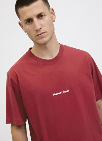 Jack & Jones Bisiklet Yaka Kırmızı Erkek T-Shirt 12282892_JORNORREBRO EMB TEE SS CRE