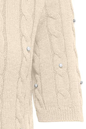 Only Kadın Onlsussı İnci ve Taş Süslemeli Kısa Kollu Örme Kazak 15352067 Ekru