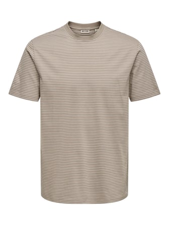 ONSFRED LIFE RLX SS STRIPE TEE NOOS Erkek Brown T-Shirt - 22036384