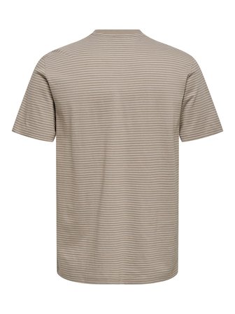 ONSFRED LIFE RLX SS STRIPE TEE NOOS Erkek Brown T-Shirt - 22036384