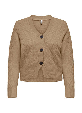Only Açık Kahve Kadın Hırka ONLRIO LIFE LS CABLE CARDIGAN KNT
