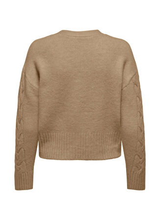 Only Açık Kahve Kadın Hırka ONLRIO LIFE LS CABLE CARDIGAN KNT