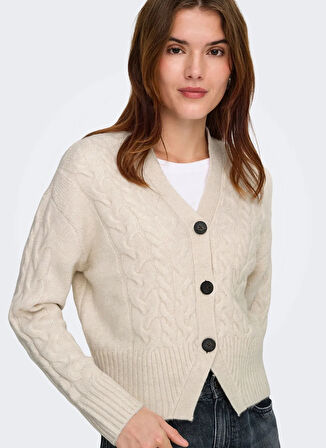 Only Krem Kadın Hırka ONLRIO LIFE LS CABLE CARDIGAN KNT
