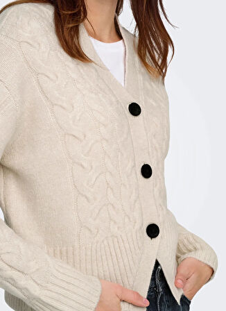Only Krem Kadın Hırka ONLRIO LIFE LS CABLE CARDIGAN KNT