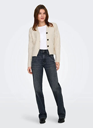 Only Krem Kadın Hırka ONLRIO LIFE LS CABLE CARDIGAN KNT