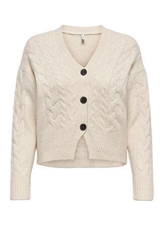 Only Krem Kadın Hırka ONLRIO LIFE LS CABLE CARDIGAN KNT
