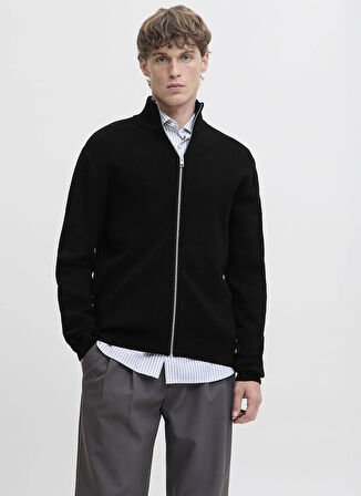 Jack & Jones Polo Yaka Rahat Siyah Erkek Kazak 12288344_JPRBLAMILANO STITCH HIGH N