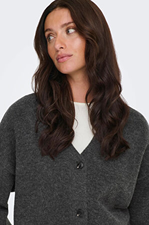 Only Kadın Onlhouston V Yaka Uzun Kollu Yünlü Hırka 15353192 Antrasit