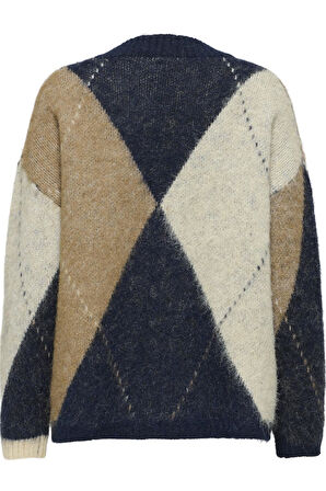 ONLY Noeme Life Jacquard V-Neck Kadın Triko Hırka – Jakarlı V Yaka Cardigan 