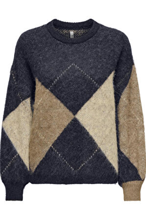 ONLY Noeme Life LS Jacquard O-Neck Kadın Triko Kazak – Jakarlı Bisiklet Yaka 