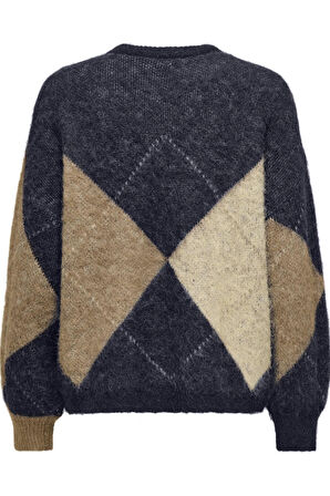 ONLY Noeme Life LS Jacquard O-Neck Kadın Triko Kazak – Jakarlı Bisiklet Yaka 