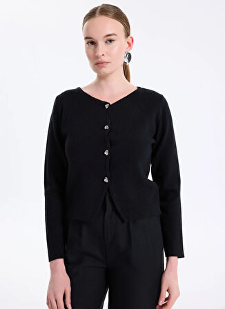 Only Siyah Kadın Hırka ONLSCARLETT LS BUTTON CARDIGAN KNT