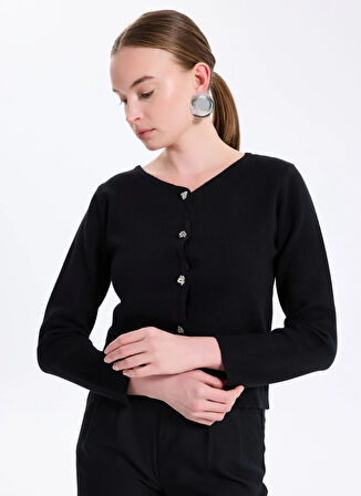 Only Siyah Kadın Hırka ONLSCARLETT LS BUTTON CARDIGAN KNT