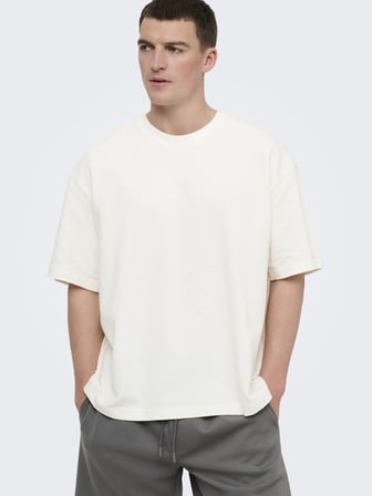 ONSLENNY OVZ SS STRCT TEE NOOS Erkek Beyaz T-Shirt - 22036392