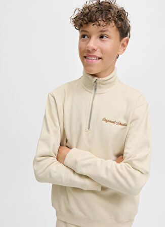 Jack & Jones Nakışlı Erkek Çocuk Krem Sweatshırt 12284067