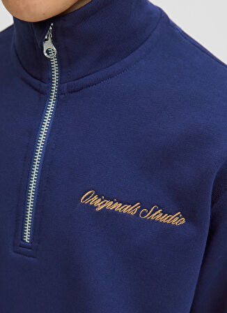 Jack & Jones Nakışlı Erkek Çocuk Mavi Sweatshırt 12284067