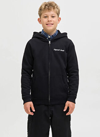 Jack & Jones Nakışlı Erkek Çocuk Siyah Sweatshırt 12284068