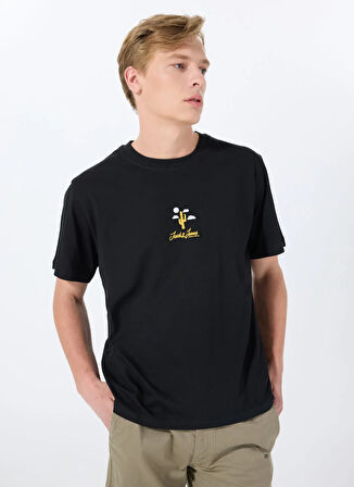 Jack & Jones Bisiklet Yaka Siyah Erkek T-Shirt 12288513_JORCACTUS TEE SS CREW NECK