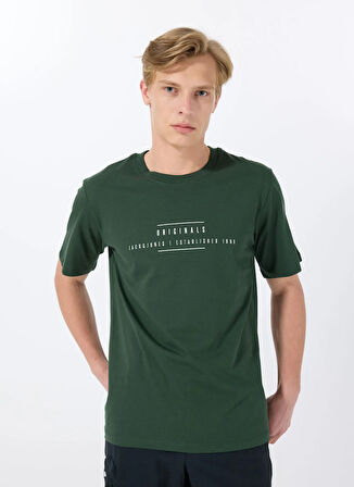 Jack & Jones Bisiklet Yaka Koyu Yeşil Erkek T-Shirt 12288375_JORREMINDER TEE SS CREW NE