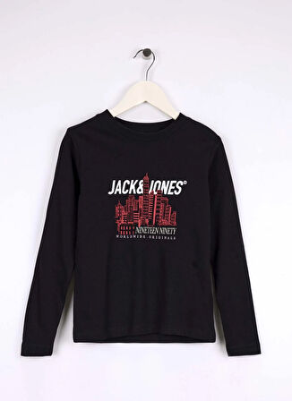 Jack & Jones Baskılı Siyah Erkek Çocuk T-Shirt 12288451