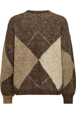 ONLY Noeme Life LS Jacquard O-Neck Kadın Triko Kazak – Jakarlı Bisiklet Yaka 