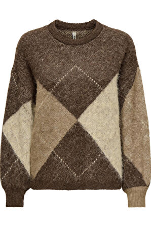 ONLY Noeme Life LS Jacquard O-Neck Kadın Triko Kazak – Jakarlı Bisiklet Yaka 