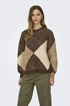 ONLY Noeme Life LS Jacquard O-Neck Kadın Triko Kazak – Jakarlı Bisiklet Yaka 