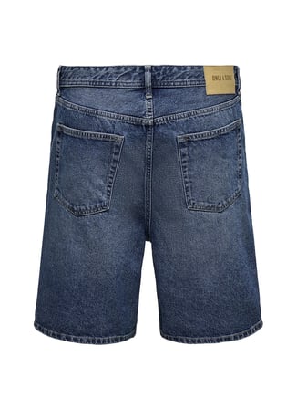 Only & Sons Koyu Mavi Erkek Eskitme Denim Şort 22032890 ONSFADE TAI DNM SHORTS VD