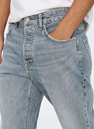 Only & Sons Orta Bel Rahat Mavi Erkek Denim Pantolon ONSYOKE SMOKE BLUE 3161 DOT DNM NOO