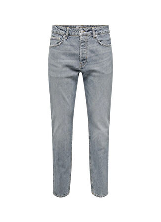 Only & Sons Orta Bel Rahat Mavi Erkek Denim Pantolon ONSYOKE SMOKE BLUE 3161 DOT DNM NOO