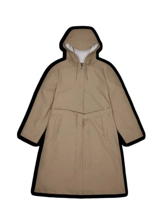 Rains A-Line Longer W Jacket W3 Bej Kadın Kapüşonlu Uzun Yağmurluk