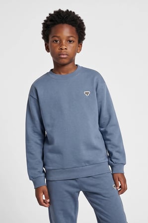 Hummel Pamuklu Logolu Loose Fit Bisiklet Yaka Sweat Unisex Çocuk SWEAT 232950-2828 MAVİ