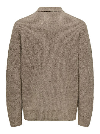 ONSDALE RLX LS POLO KNIT NOOS Erkek Gri Kazak - 22033324