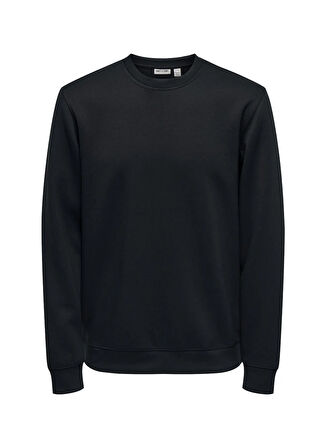 Only & Sons O Yaka Siyah Erkek Sweatshırt ONSLUCA LIFE REG LS CREW SWEAT