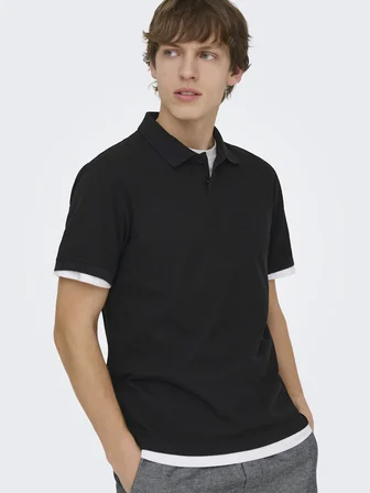 ONSBEN REG SS POLO SHIRT NOOS Erkek Siyah T-Shirt - 22035825