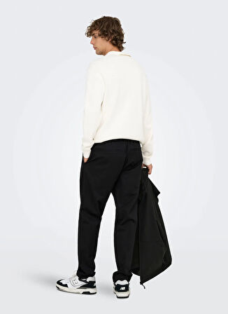 Only & Sons Normal Bel Rahat Siyah Erkek Chino Pantolon ONSCOIL TAPERED 0298 STRING PANT FR