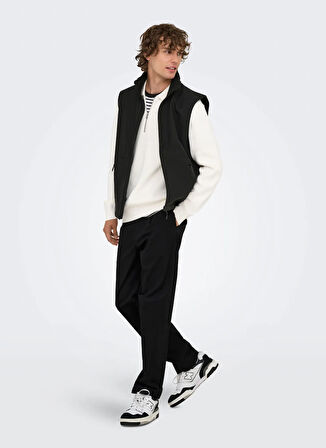 Only & Sons Normal Bel Rahat Siyah Erkek Chino Pantolon ONSCOIL TAPERED 0298 STRING PANT FR