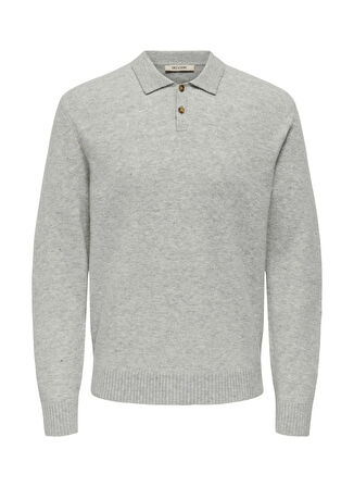 Only & Sons Gri Erkek Normal Kazak ONSJAY REG LS POLO KNIT