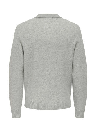 Only & Sons Gri Erkek Normal Kazak ONSJAY REG LS POLO KNIT