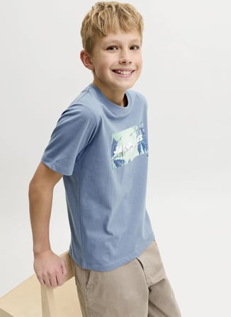Jack & Jones Mavi Erkek Çocuk Baskılı T-Shirt 12289947