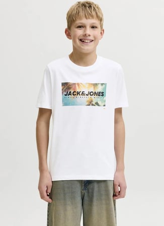Jack & Jones Beyaz Erkek Çocuk Baskılı T-Shirt 12289947