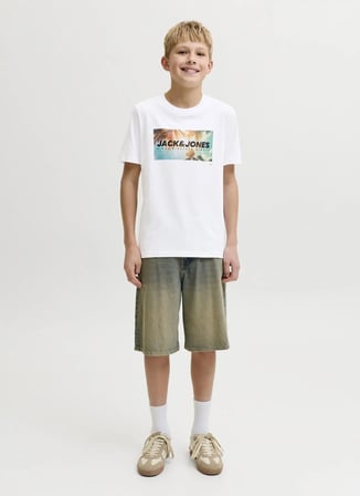 Jack & Jones Beyaz Erkek Çocuk Baskılı T-Shirt 12289947