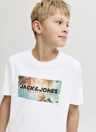Jack & Jones Beyaz Erkek Çocuk Baskılı T-Shirt 12289947