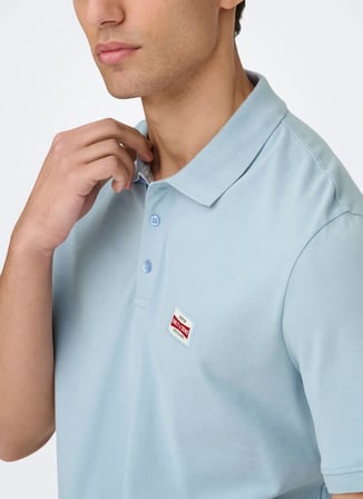 Only & Sons Mavi Erkek Normal Fit Desenli Polo T-Shirt ONSDAWSON REG SS POLO SHIRT VD