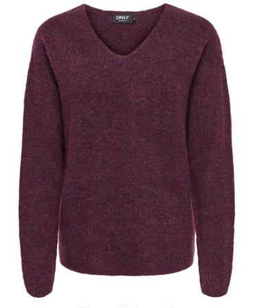 ONLY KADIN ONLCAMILLA V-NECK L/S BORDO KAZAK - 15204588