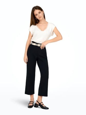 Only OnlPoptrash Life MW Straight Culotte Pant Kadın Pantolon Siyah (15365375)