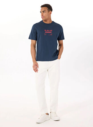 Jack & Jones Bisiklet Yaka Lacivert Erkek T-Shirt 12288506_JCOOLE TEE SS CREW NECK BS