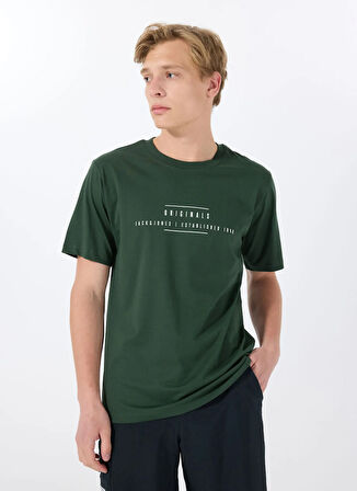 Jack & Jones Bisiklet Yaka Koyu Yeşil Erkek T-Shirt 12288375_JORREMINDER TEE SS CREW NE