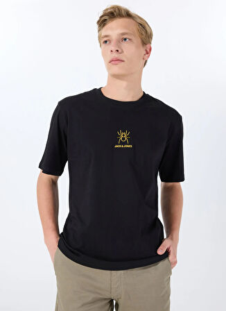 Jack & Jones Bisiklet Yaka Siyah Erkek T-Shirt 12288517_JORANIMAL TEE SS CREW NECK